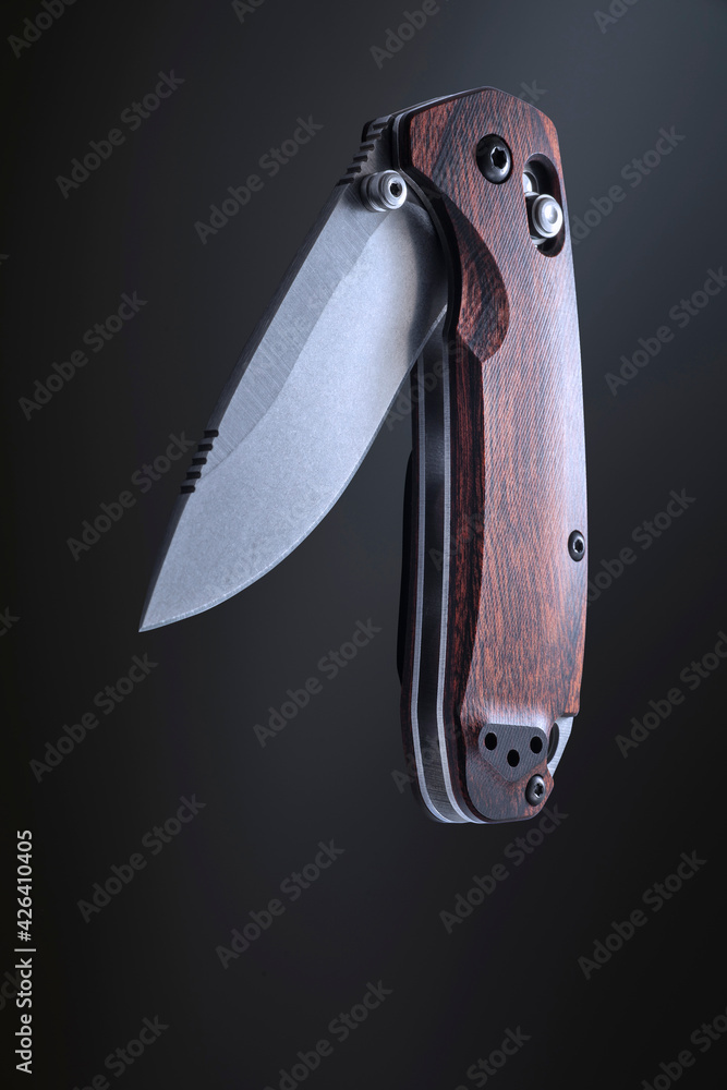 Fotografie Hand crafted steel folding knife
