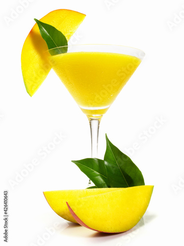 Mango Daiquiri Cocktail on white Background - Isolated photo