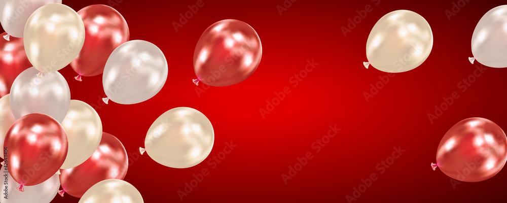 Festive background with air balloons. Holiday design for party, birthday, anniversary, Valentines day, wedding. Template for greeting card, banner, poster, invitation, flyer Festive background with air balloons. Holiday design for party, birthday, anniversary, Valentines day, wedding. Template for greeting card, banner, poster, invitation, flyer