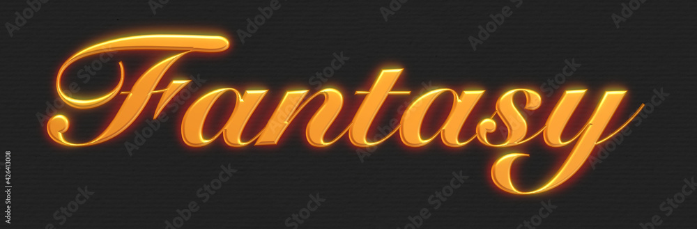 fantasy, golden 3d word, sign fantasy, golden 3d word, sign