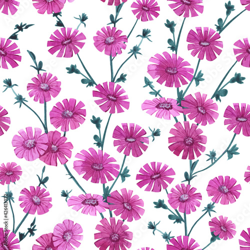 Pattern of pink meadow flowers © Irina