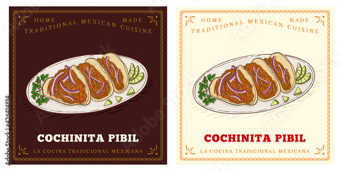 Cochinita Pibil traditional Mexican slow roasted pork dish served with corn tortillas