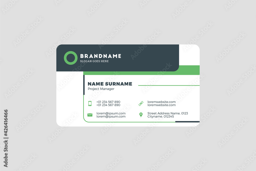 Corporate Business Card Print Template. Personal Visiting Card with Company Logo. Vector Illustration Corporate Business Card Print Template. Personal Visiting Card with Company Logo. Vector Illustration