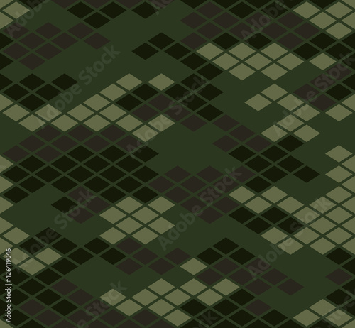 Camouflage pixel seamless vector pattern, military texture for printing.