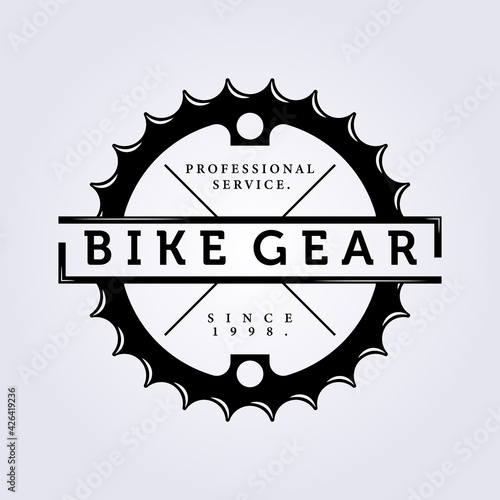 bike gear chain bicycle logo icon symbol label sign vector illustration design , vintage simple logo