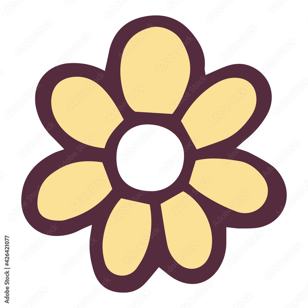 Field yellow flower icon, hand drawn and outline style Field yellow flower icon, hand drawn and outline style