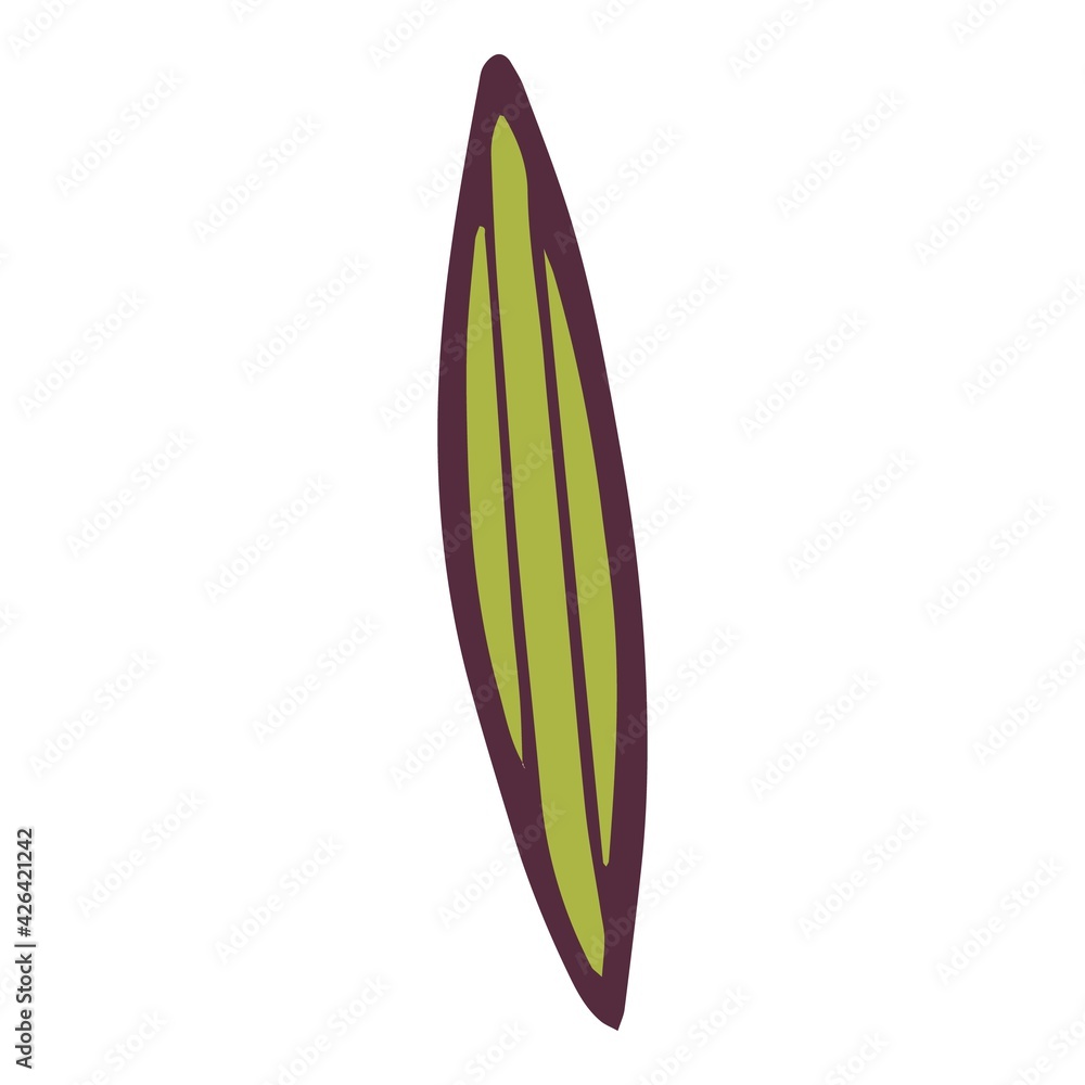 Long thin leaf icon, hand drawn and outline style Long thin leaf icon, hand drawn and outline style
