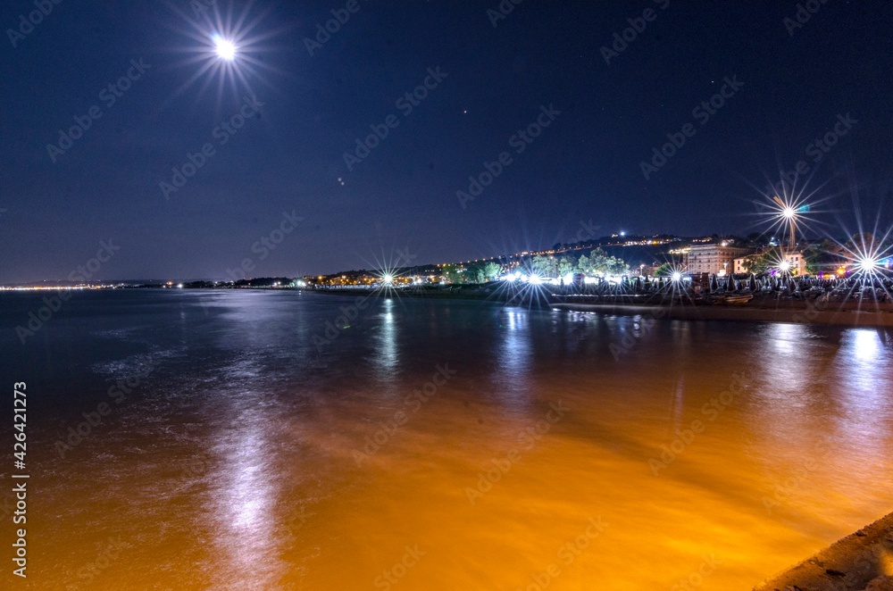 View of Vasto from the beach at night (Abruzzo - Italy)