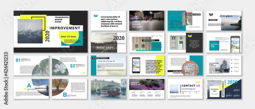 Set of business plan presentation template. Social media pack. Easy use in modern blog posts or Editable simple info banner, trendy book. For app, digital display style. Bright web flyer work. a4. ppt