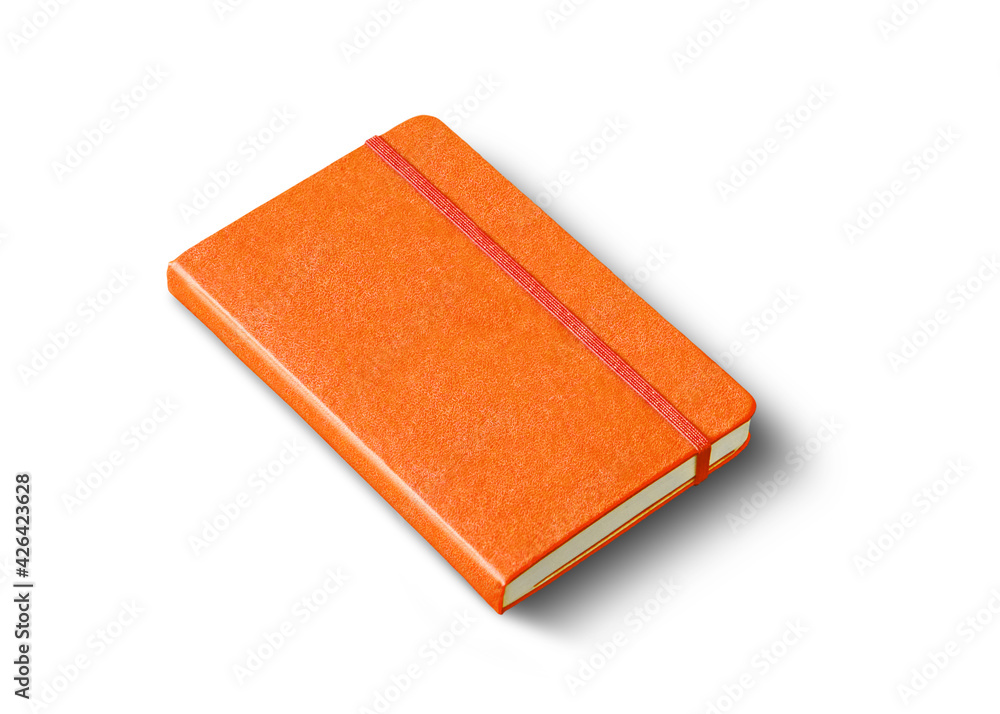 Orange closed notebook isolated on white Orange closed notebook isolated on white