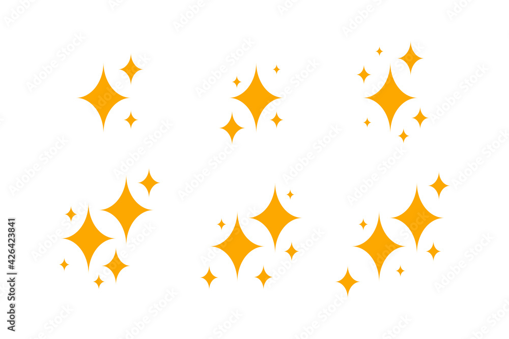 Set of sparkling star icon isolated on white background Set of sparkling star icon isolated on white background