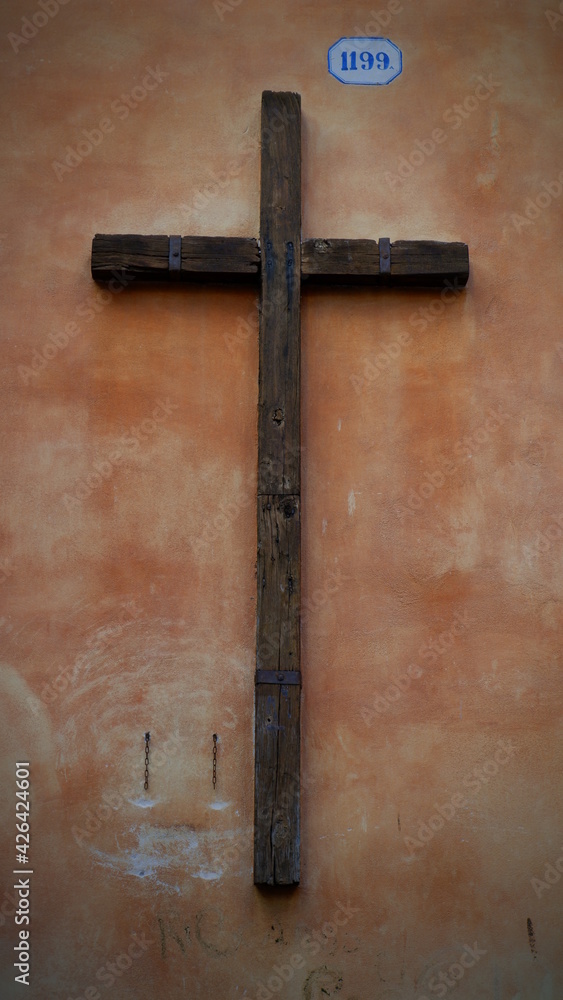 Christian background with crucifix of Jesus Christ