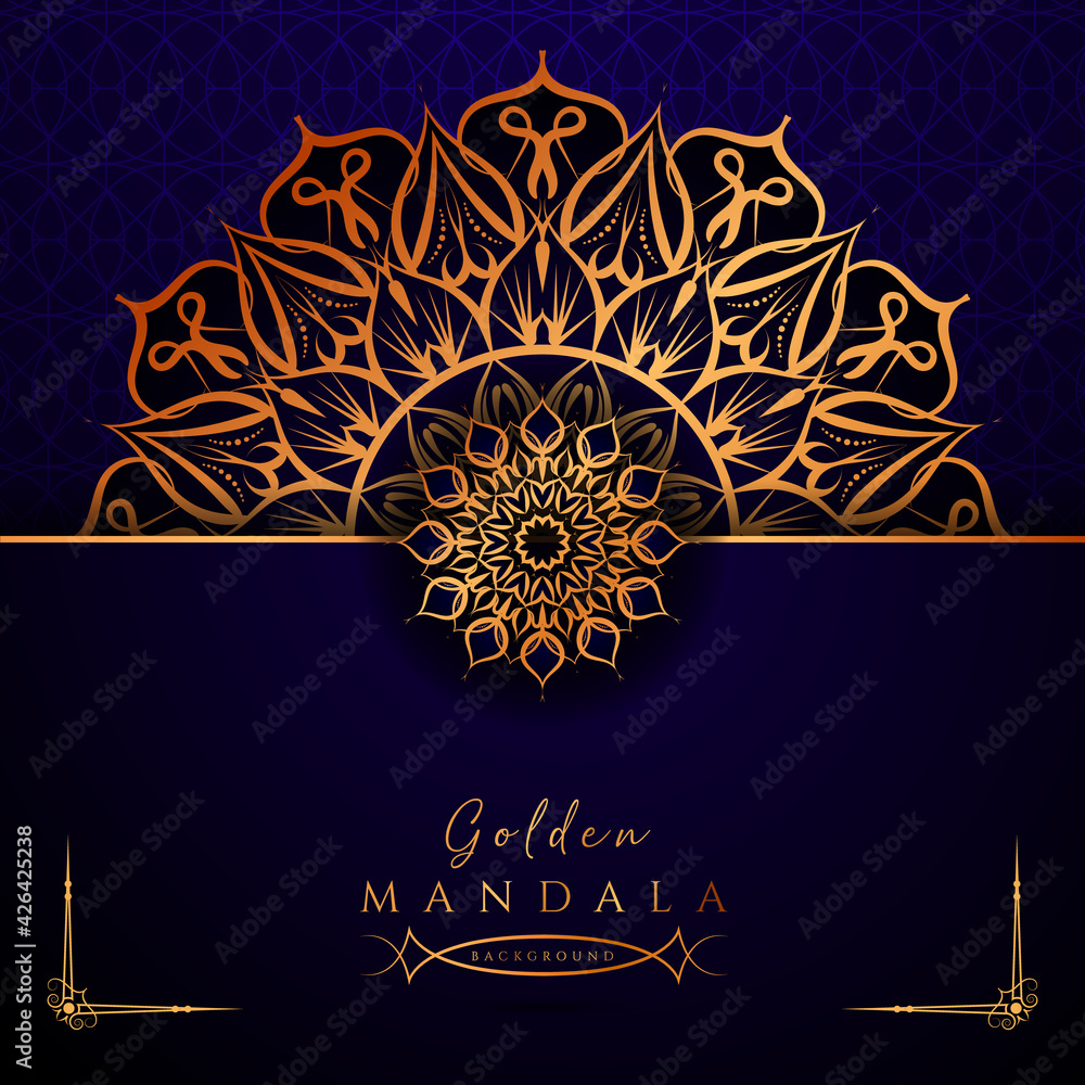 Mandala design with golden arabesque pattern Arabic Islamic east style. Ornamental luxury mandala design Mandala design with golden arabesque pattern Arabic Islamic east style. Ornamental luxury mandala design