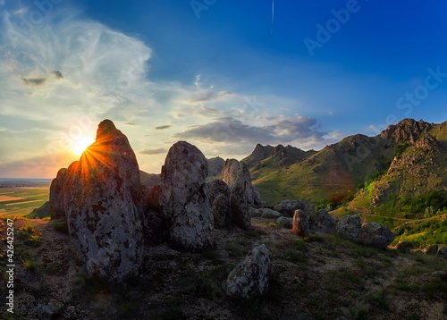 landscape at sunset/sunrise - Dobrogea, Romania photo