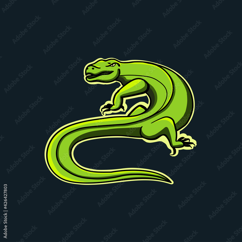 Lizard logo design template in vector, lizard mascot logo. Design flat