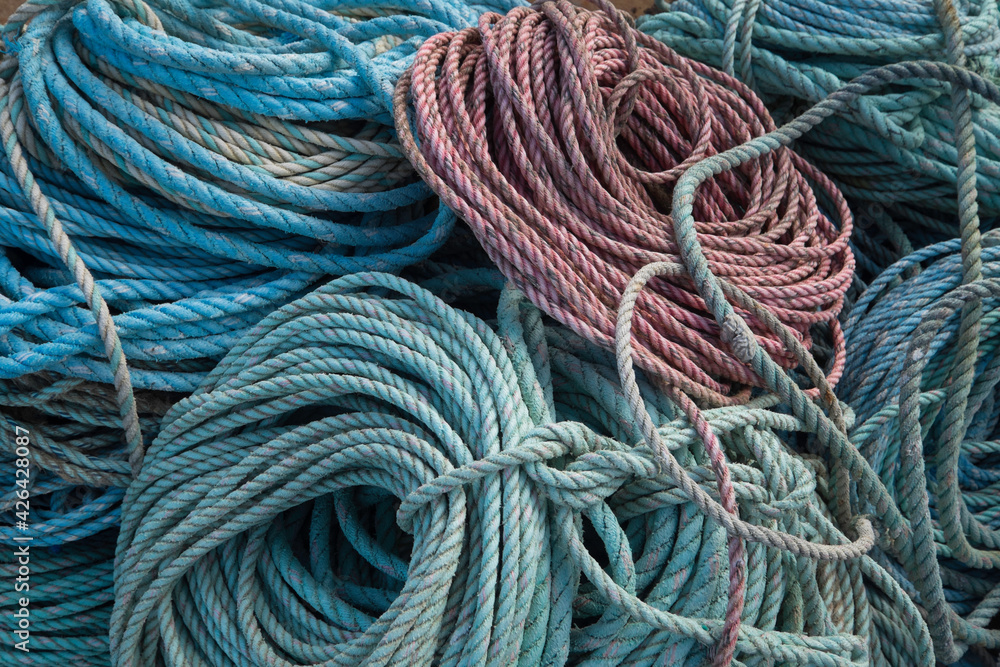 Rolls of rope for fishing in the harbor