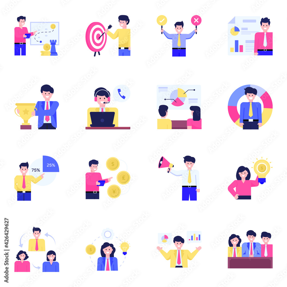 Pack of Office Activities Flat Characters
Pack of Office Activities Flat Characters