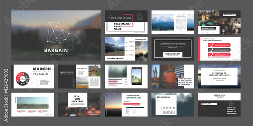Original Presentation templates or corporate booklet. Easy Use in creative flyer and style info banner, trendy strategy mockups. Simple modern Slideshow or Startup. ppt. 