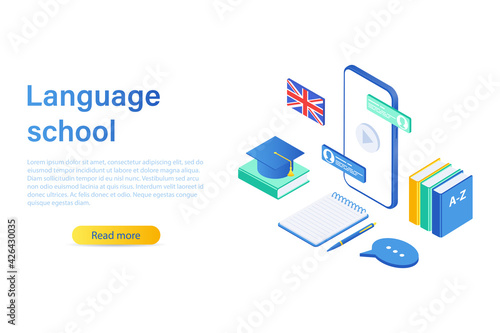 Language school concept banner. Can be used for web banner, infographic. i