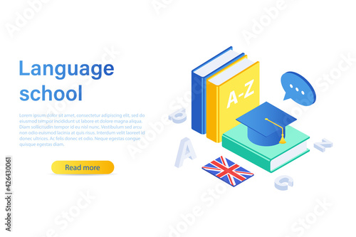 Language school concept banner. Can be used for web banner, infographic.