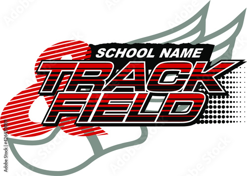 track and field team design with track foot for school, college or league