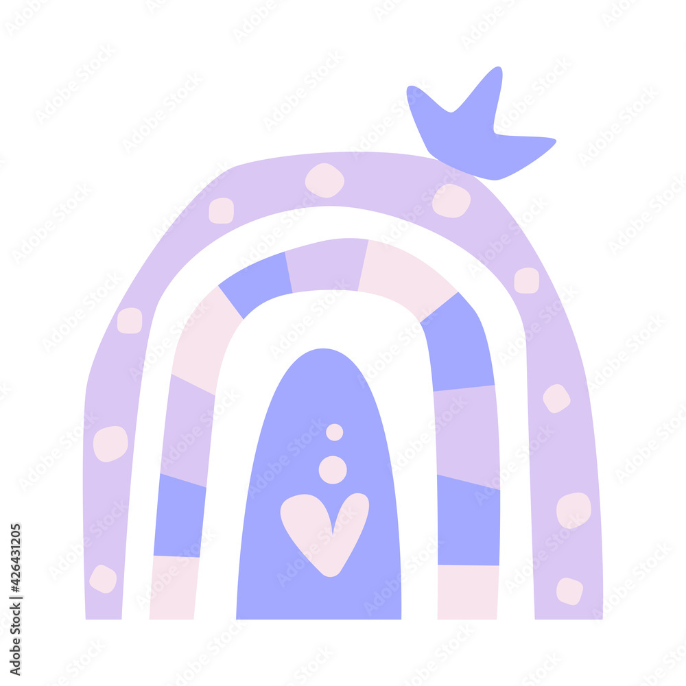 Scandinavian boho hand drawn rainbow. Cute vector pastel rainbow ...