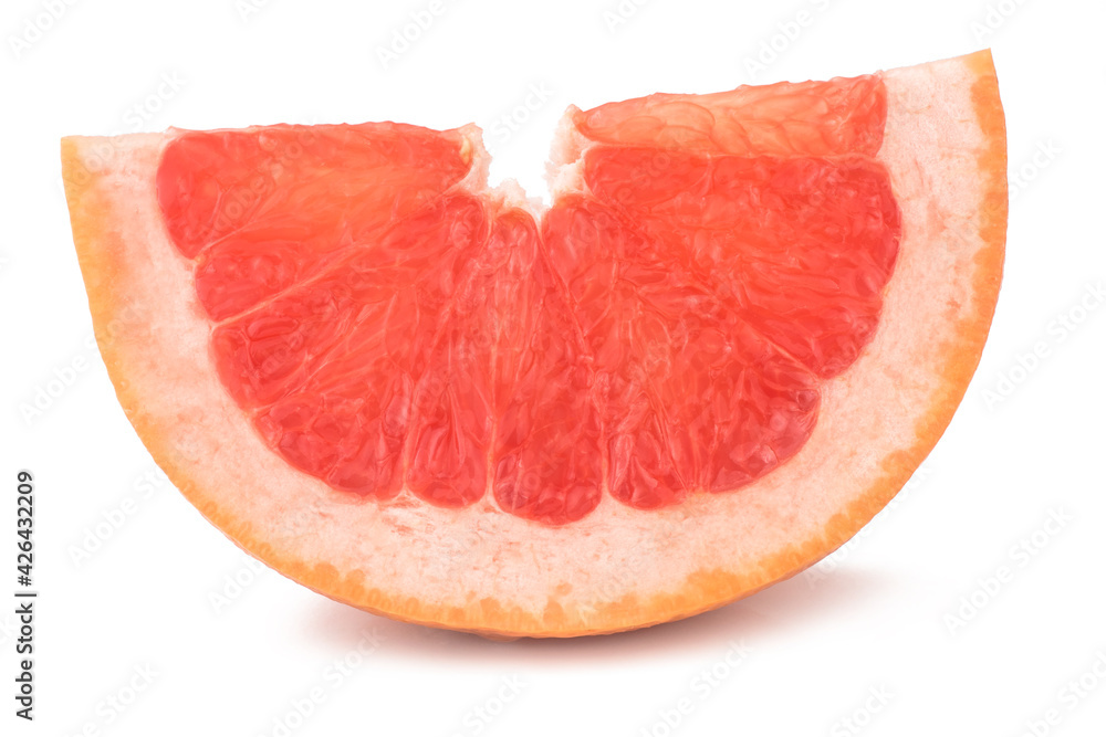 Fresh grapefruit slices, isolated on white background