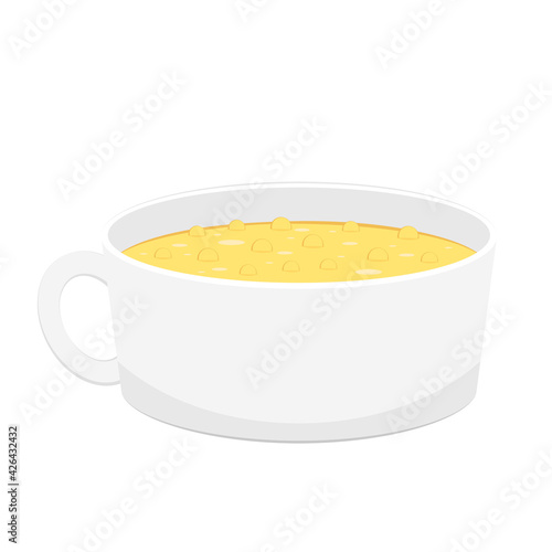 Corn soup vector. Corn soup in bowl.