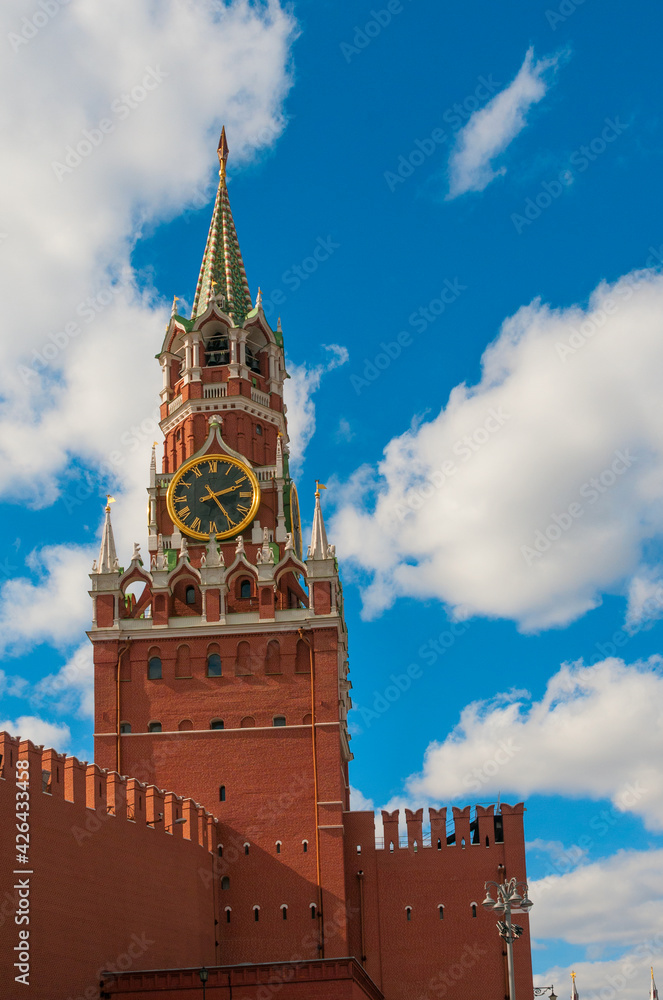 Spasskaya Tower of Moscow Kremlin at Red Square in Moscvow, Russia Spasskaya Tower of Moscow Kremlin at Red Square in Moscvow, Russia