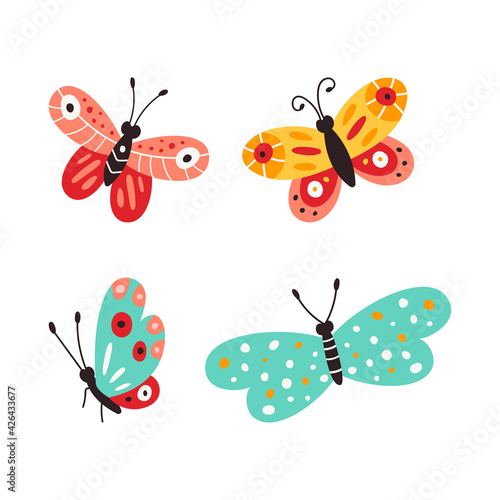 Set of butterflies, vector illustration isolated on white background © tanya_pogorelova