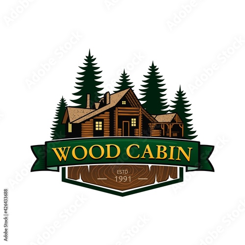 Fotografia Wood cabin logo template