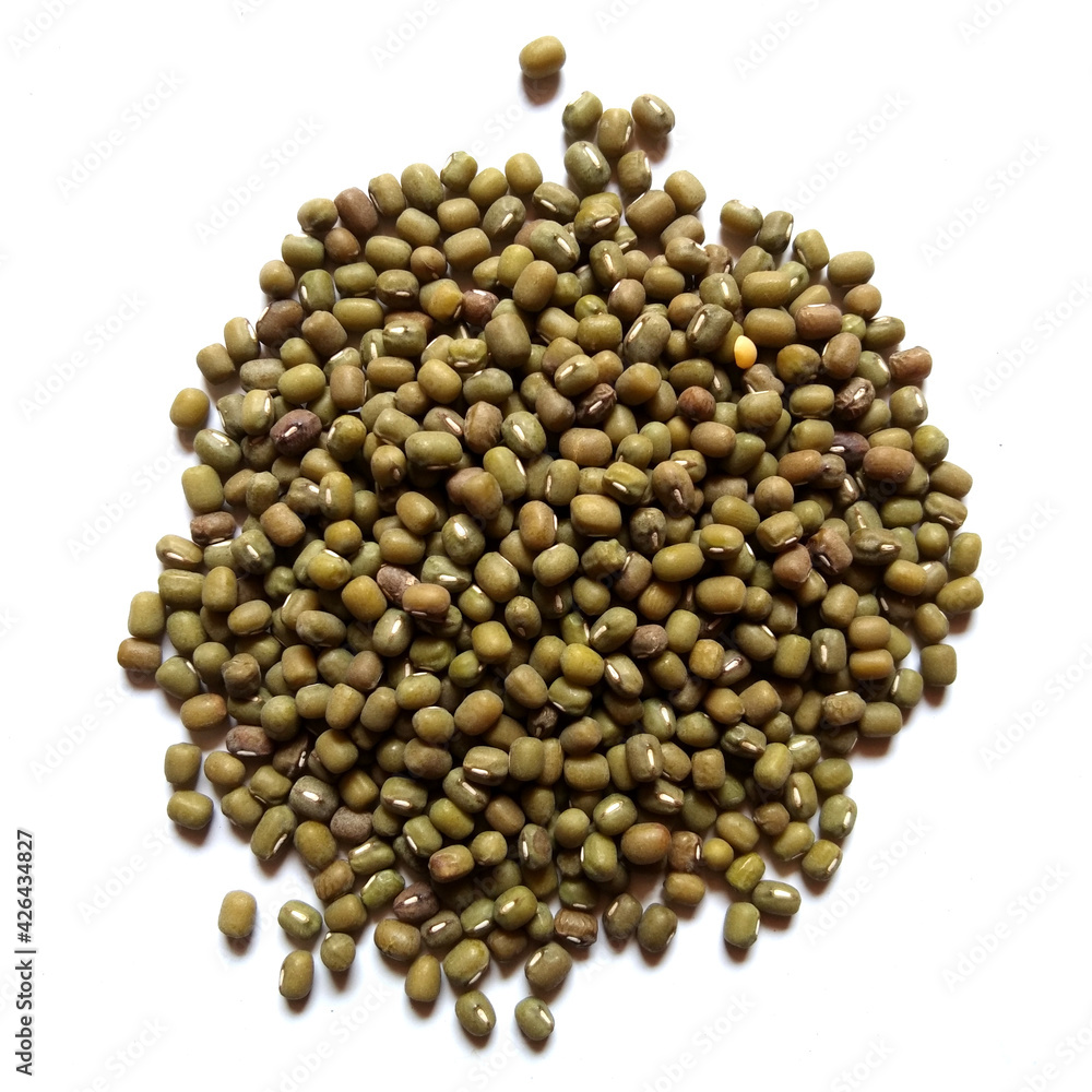 Green lentils on white Background Green lentils on white Background