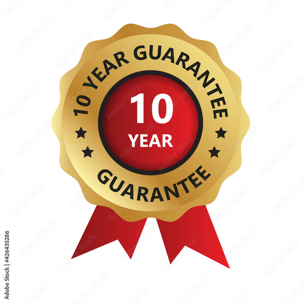 10 year guarantee badge, guarantee certificate, 10 year guarantee logo