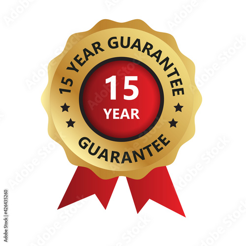 15 year guarantee badge, guarantee certificate, 15 year guarantee logo, Year guarantee Logo Vector Photo