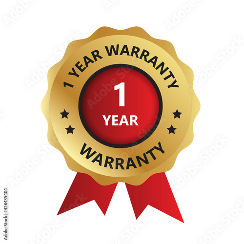 1 year warranty badge, warranty certificate, 1 year warranty logo, Year warranty Logo Vector Photo