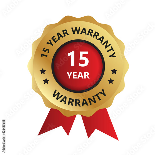 15 year warranty badge, warranty certificate, 15 year warranty logo, Year Warranty Logo Vector Photo