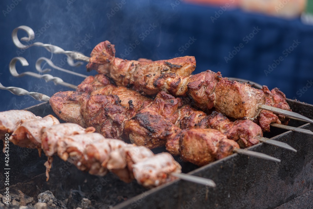juicy shish kebab on skewers juicy shish kebab on skewers