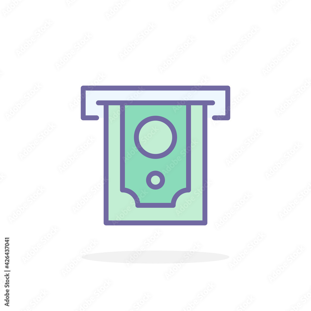 Money withdrawal icon in filled outline style. Money withdrawal icon in filled outline style.