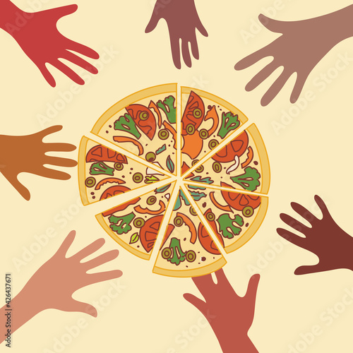 People sharing pizza