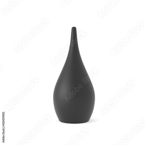 Porcelain black Decor Vases. 3D Rendering Studio Render on a white background.