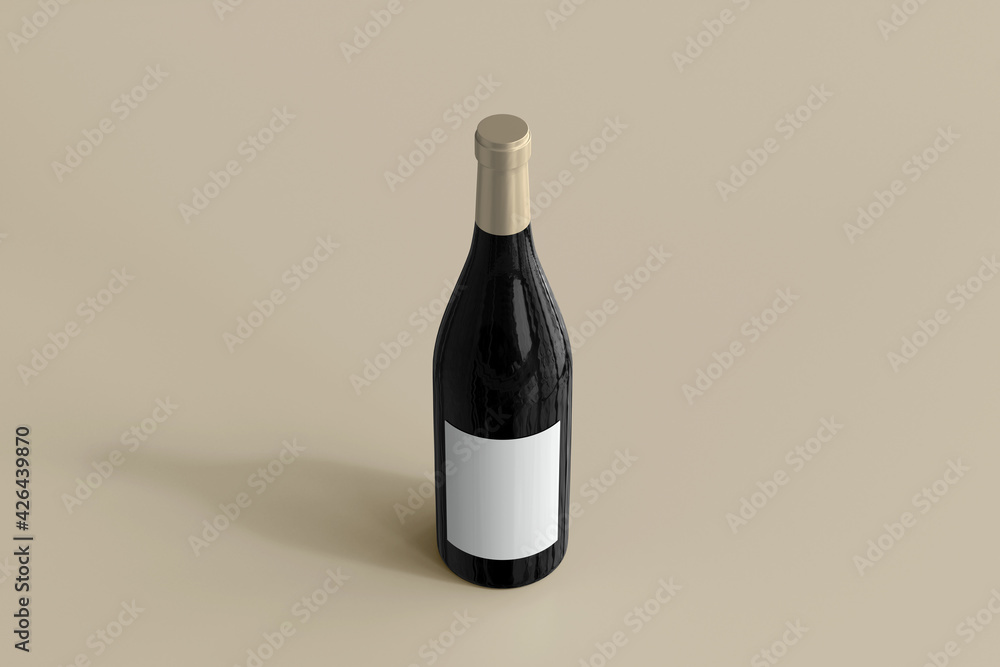 Red Wine Bottle with Empty Label Red Wine Bottle with Empty Label