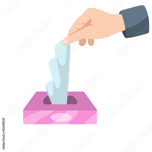 Sanitary napkin. Hand and Wet handkerchief.