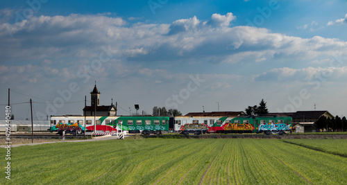 View of the Luzzara Parma regional train, Italy photo