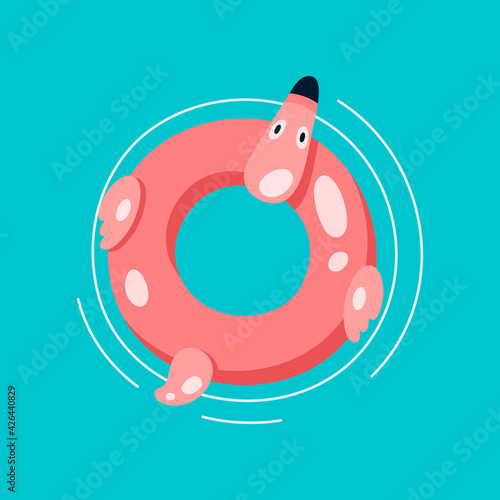 Flat lifebuoy, inflatable swimming ring. Vector illustration