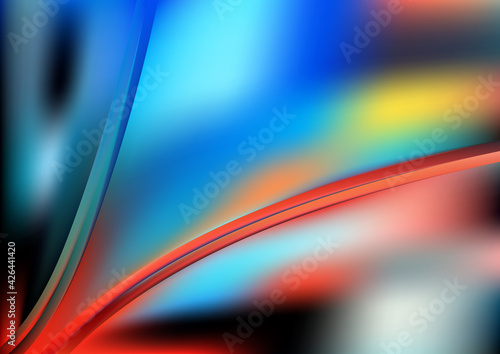 Glowing Abstract Red Yellow and Blue Wave Background Graphic