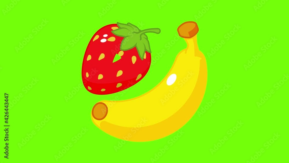 Fruit dessert icon animation cartoon best object on green screen background Fruit dessert icon animation cartoon best object on green screen background