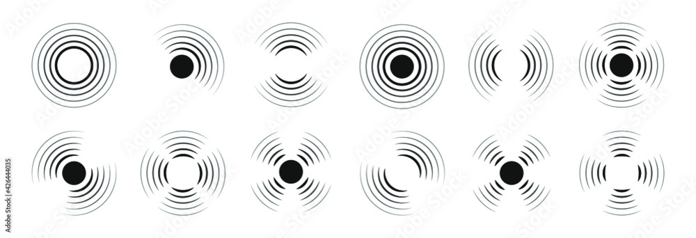 Set of radar icons. Sonar sound waves. Echo icon. Vector illustration.  Stock Vector | Adobe Stock