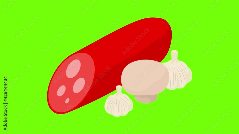 Pizza ingredient icon animation cartoon best object on green screen background Pizza ingredient icon animation cartoon best object on green screen background