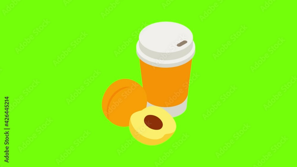 Apricot juice icon animation cartoon best object on green screen background Apricot juice icon animation cartoon best object on green screen background