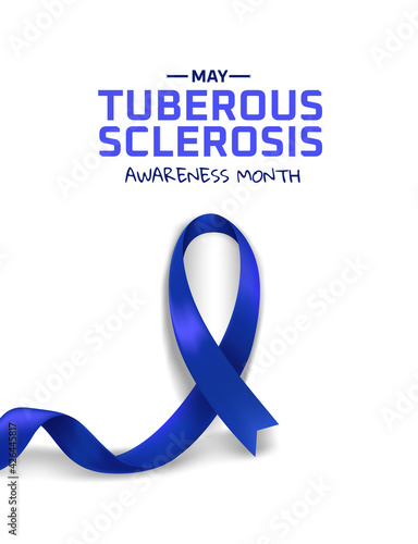 Tuberous sclerosis awareness month. Blue ribbon